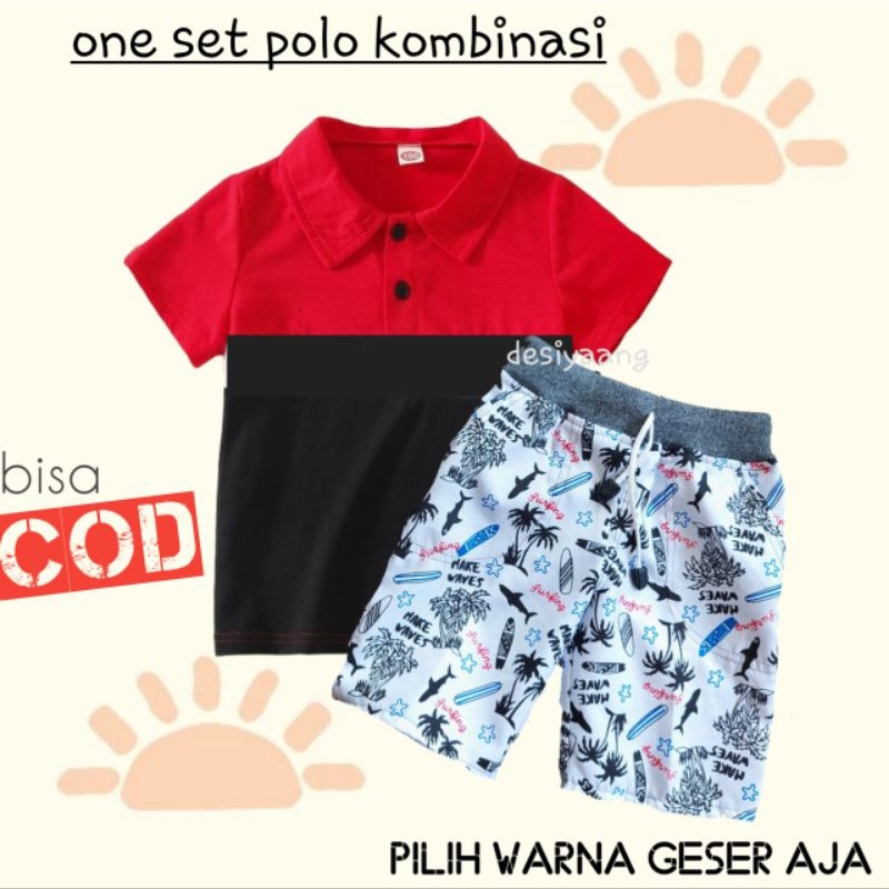 Setelan Baju Anak Laki Laki Dan Celana Rib Motif Murah Size 1 2 3 4