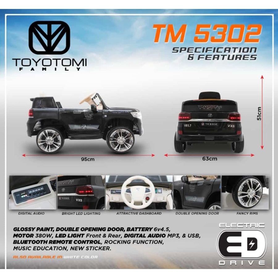 Mobil Aki Mainan Anak Remote Control TOYOTOMI Family TM 5302 Garansi SNI-1
