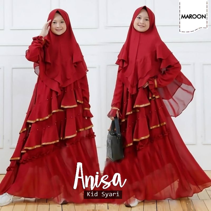 SYARI ANISA KID ANAK, MOSCREPE, GAMIS HIJAB MUSLIM, DRESS MAXY