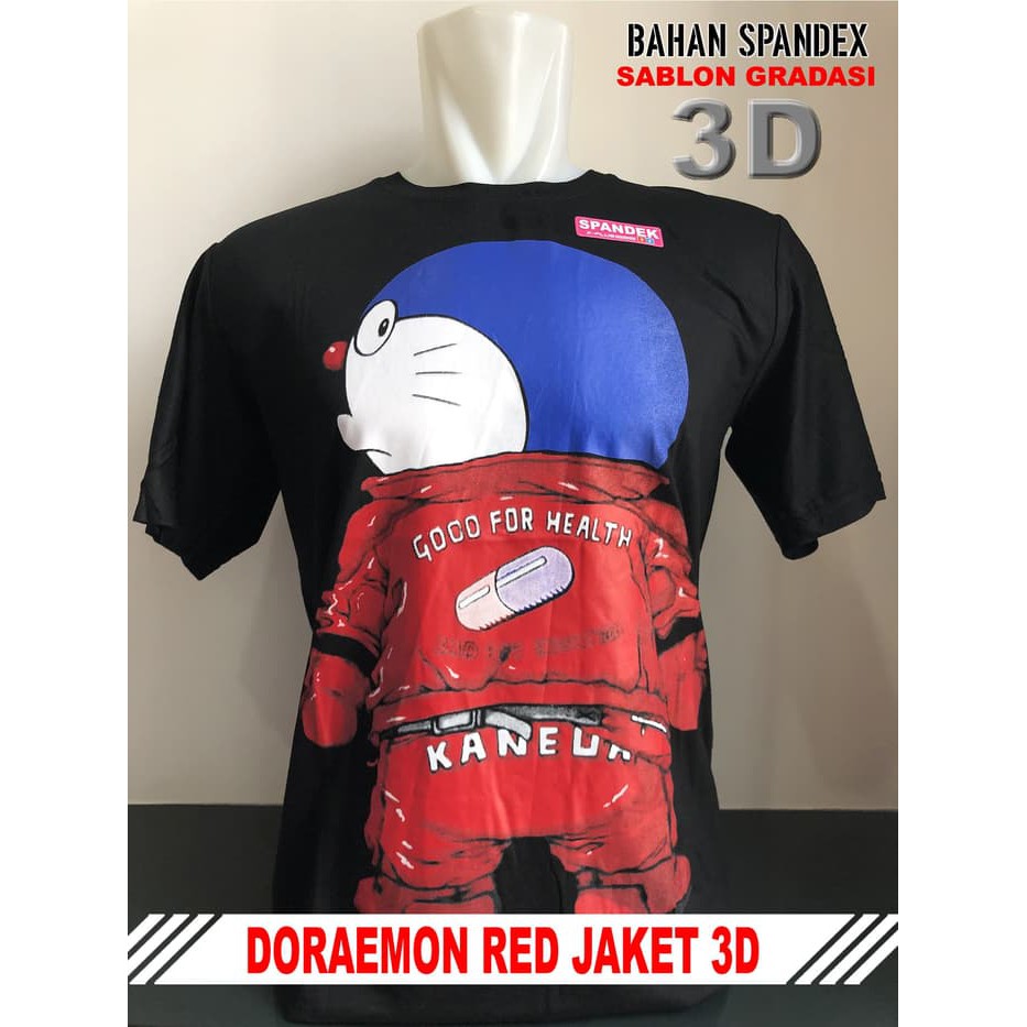Kaos Doraemon Red Jaket 3d Hitam