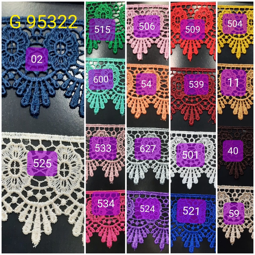 Renda 6cm/Renda Giper 6cm/Bordir Giper 6 cm - (G-95322) - 15yds/13.5meter