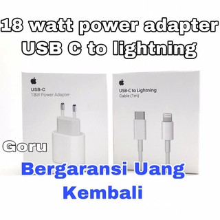 Adaptor 18w + USB C lightning Fast Charging Iphone 7 8 X