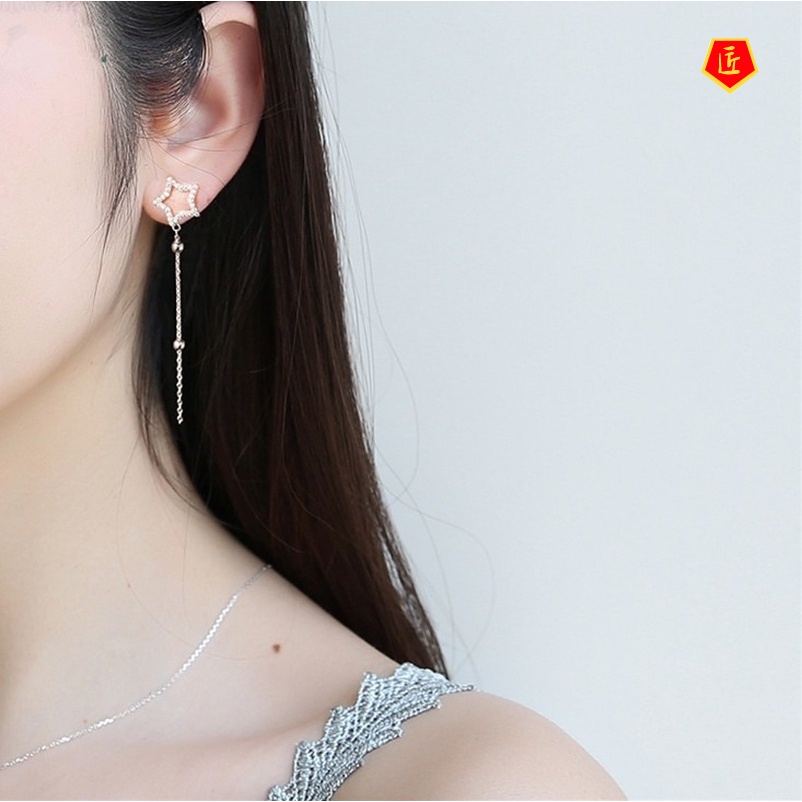 [Ready Stock]Elegant All-Matching Pentagram Earrings Cute and Graceful