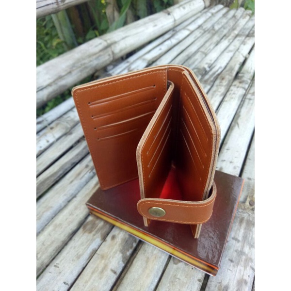 dompet kulit sapi asli 3/4  full ap tali kancing tan asli kulit tanggulangin