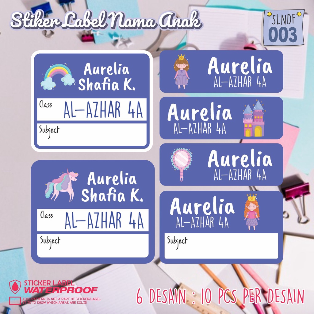 

stiker label nama waterproof anak murah sekolah sepatu buku SLNDF 003