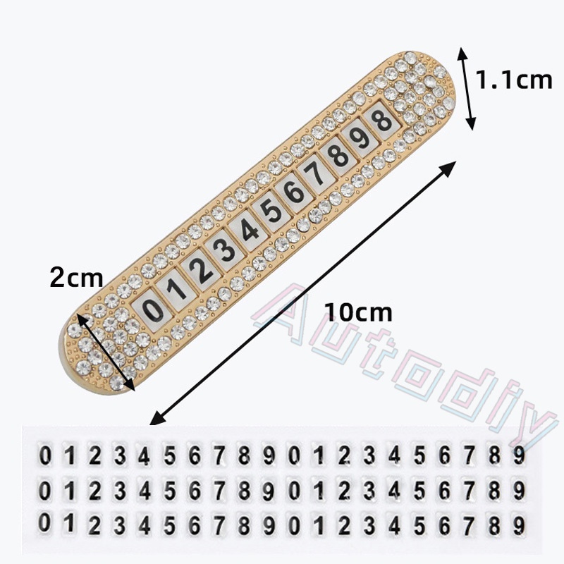 Bata trimmed Emas Mobil Mewah Parkir Sementara Plat Holder Mobil Stiker Digital Handphone Plat Nomor Telepon Dekorasi Kreatif