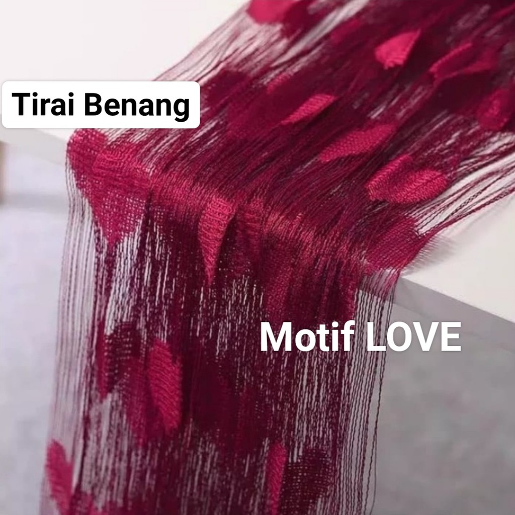 Tirai Benang Motif Love Tirai Pintu Dan Jendela gorden banyak pilihan Warna BAGUS MURAH tapi MEWAH