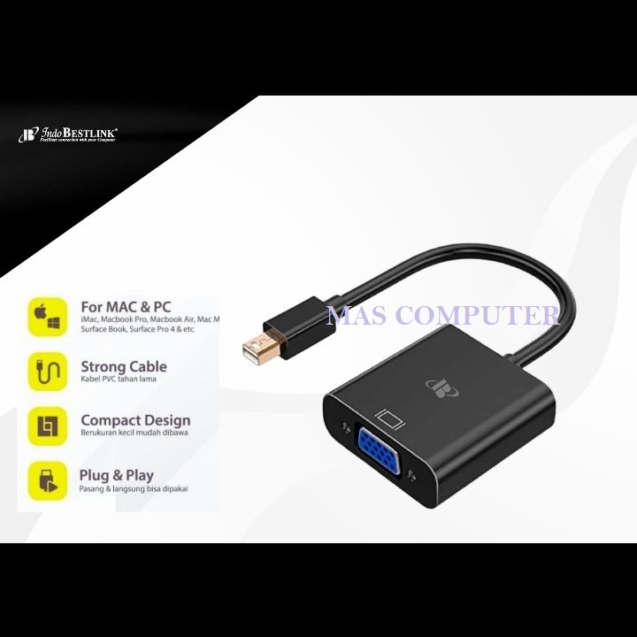 INDO bestlink Converter Mini Displayport To VGA / Thunderbolt To VGA / Mini DP - VGA