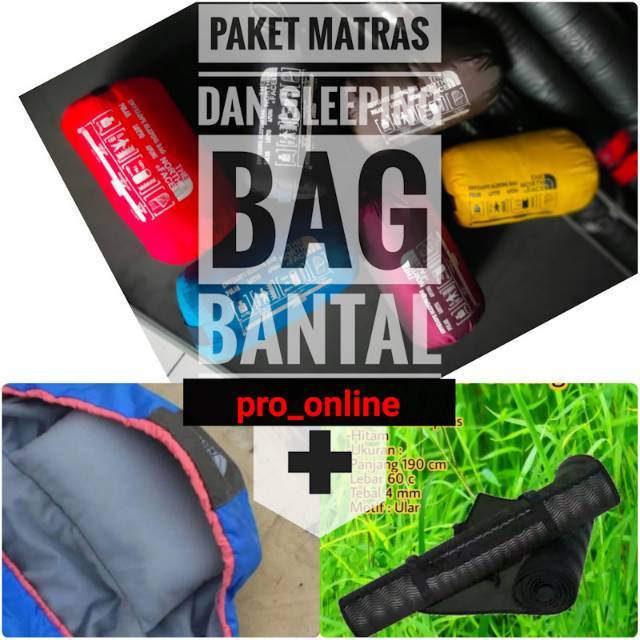 Paket Matras Dan Sleeping Bag Bantal - Paket Selimut Kemping Dan Matras Camping Outdoor