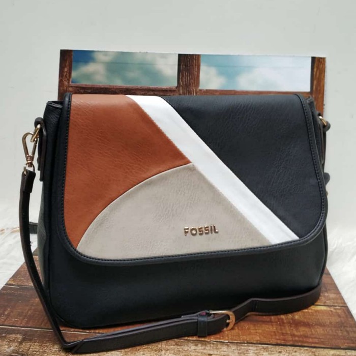 Tas Selempang Sling Waist Bag Wanita Cewek 661LV  Tas Selempang  Harper Saddle Patchwork Unisex -