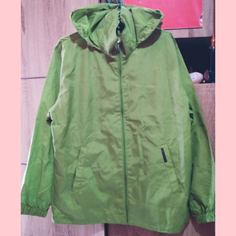 Waterproof Jaket Unisex Warna Hijau daun