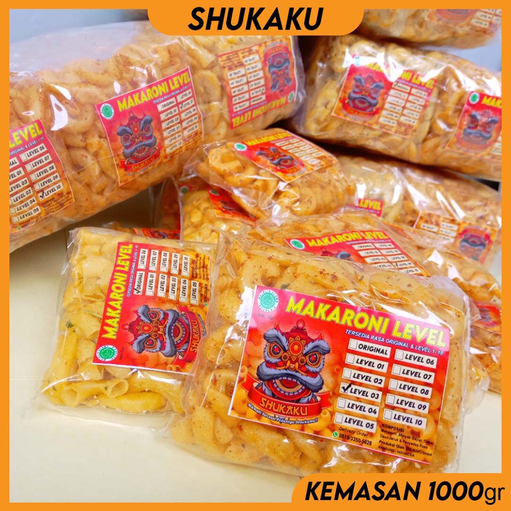 

SHUKAKU Makaroni Level Rasa Pedas Level 08 Kemasan 1kg isi 24pcs