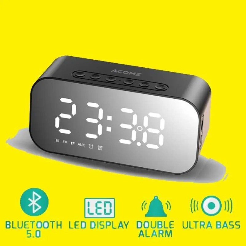 Acome A5 Speaker Bluetooth 5.0 Jam Alarm LED Display Ultra Bass - Speaker Only