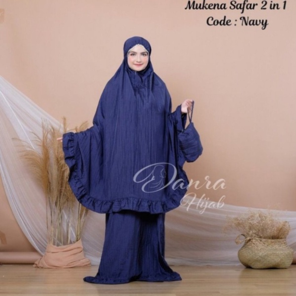 Mukena Safar 2in1 Navy Danra Hijab Mukena Travelling Limited