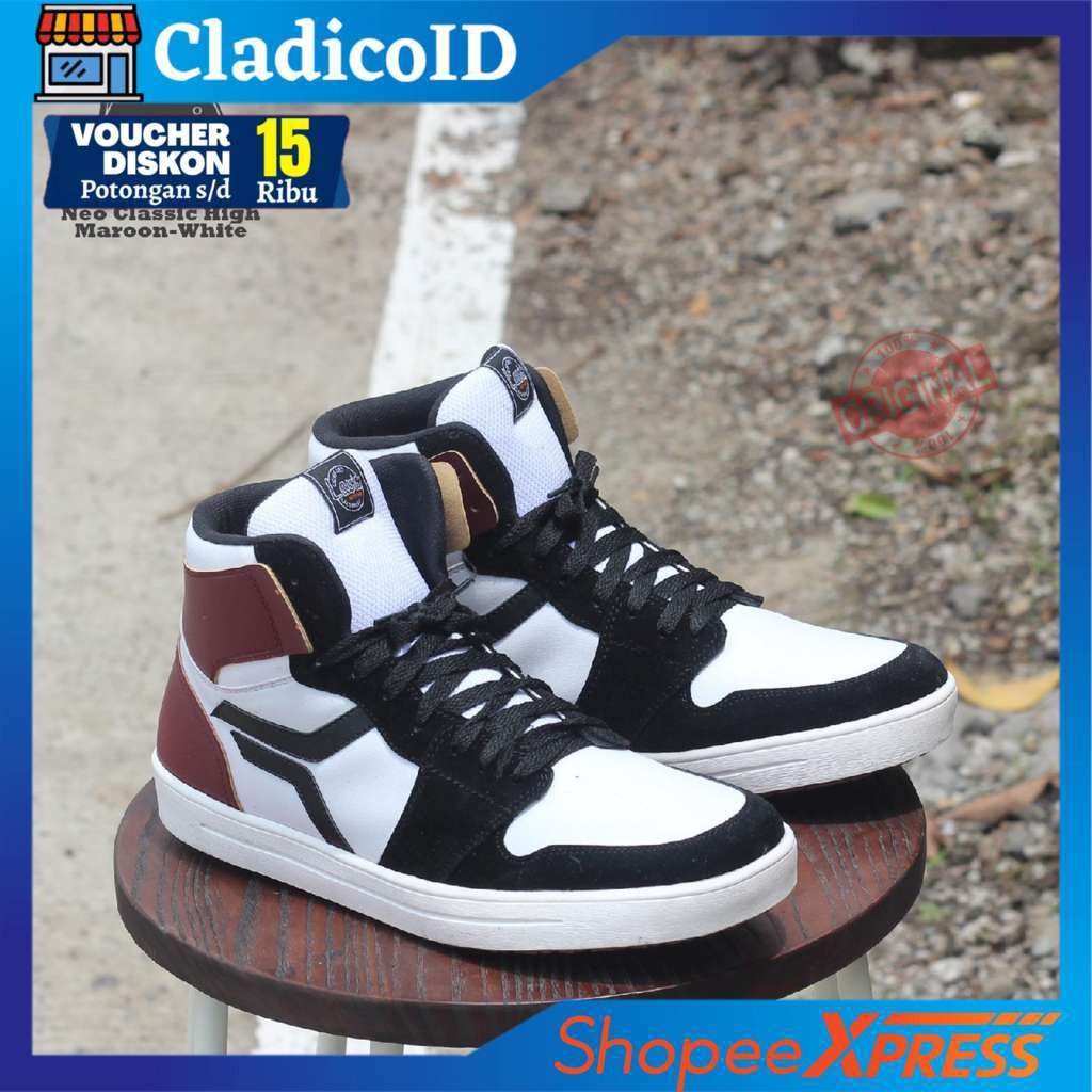 SEPATU SNEAKERS PRIA LAVIO NEO CLASSIC TINGGI ORIGINAL KEREN SANTAI JALAN NONGKRONG WARNA HITAM