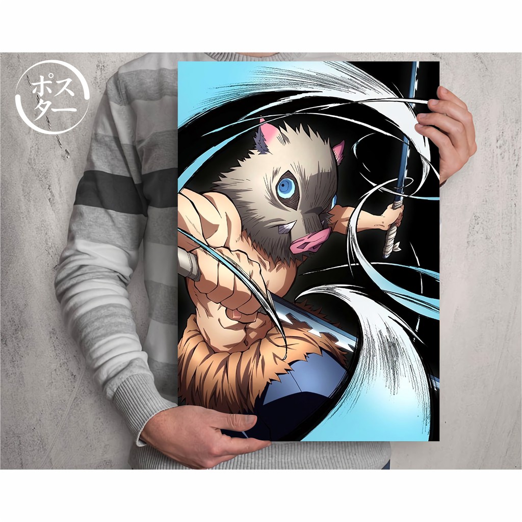 Koleksi Poster Anime Kimetsu no Yaiba - Demon Slayer B - Tanjiro Nezuko Zenitsu Inosuke - Size A3+-Inosuke B