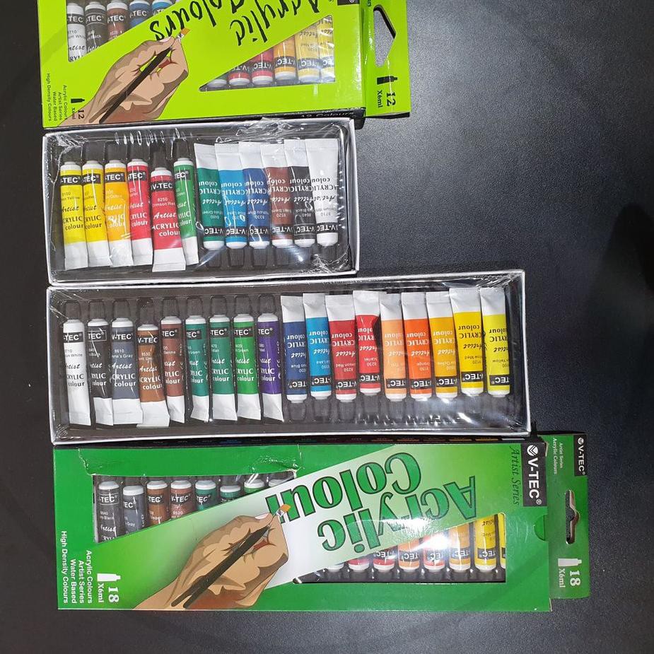 

READY STOK ! Acrylic V-tec 12 Warna Cat Akrilik