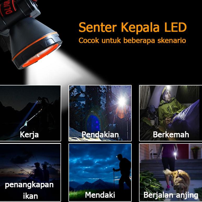 QYD senter kepala super terang IPx4 Tahan Air Headlamp LED 6000 lumen Q7801 ▪ MAN.22523