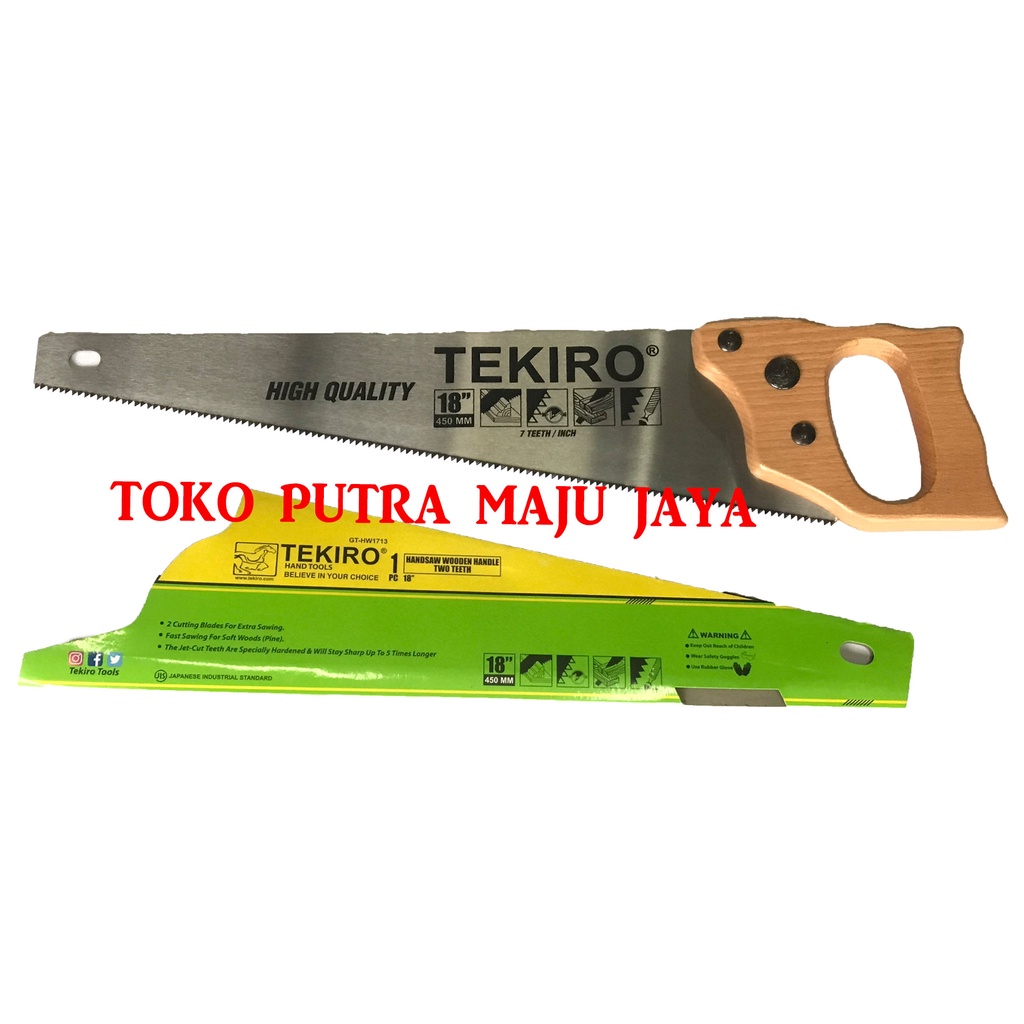 TEKIRO GERGAJI TANGAN GAGANG KAYU 2 MATA TEKIRO 18 INCH ORIGINAL