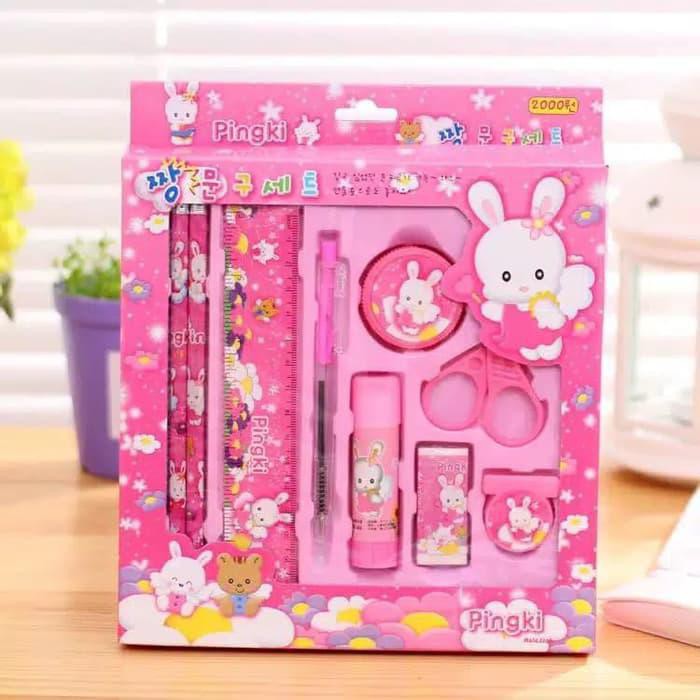 

Korean stationary set PINK alat tulis 9in1 hadiah kado ultah sekolah