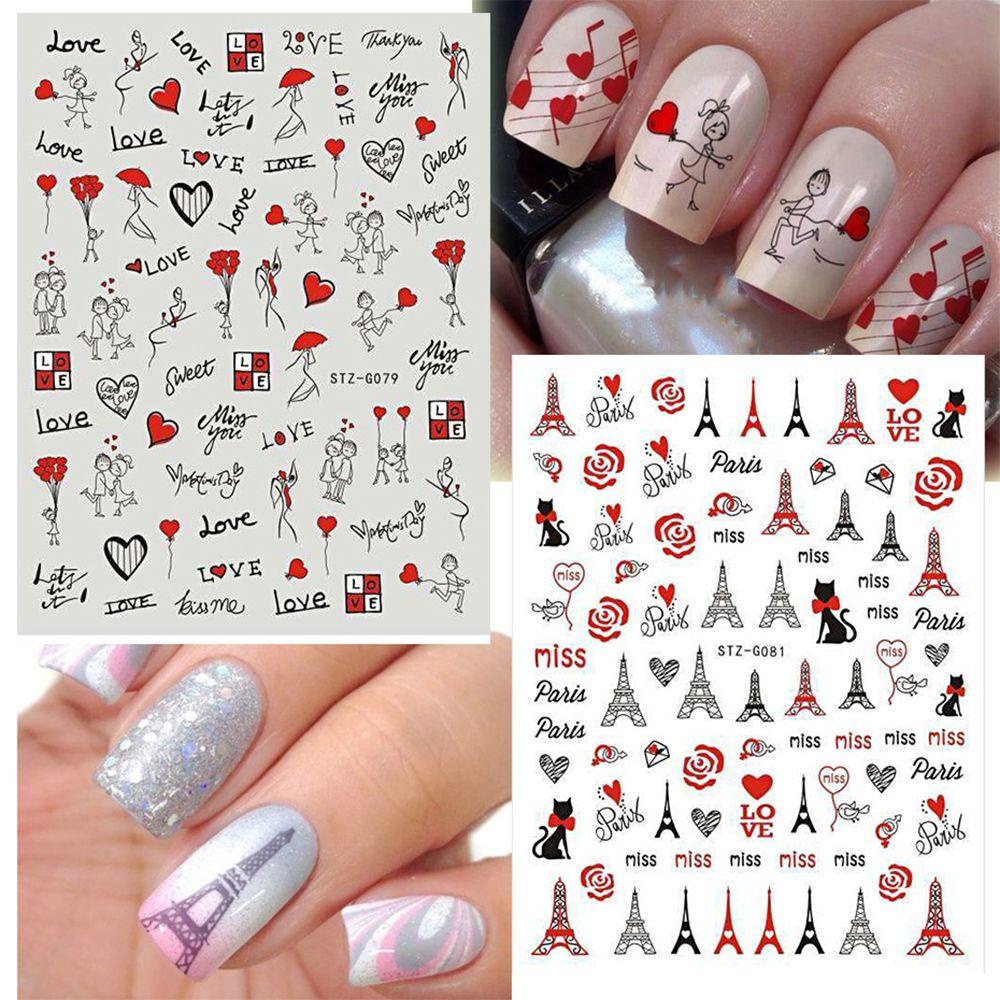 Stiker Nail Art Nanas Manicure Merah Pink Kartun Cupid 3D Decals