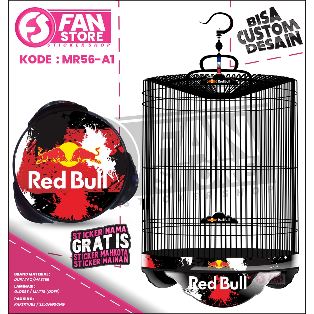 Stiker Decal Tebok Murai Stiker Sangkar Murai Custom Merah - Sticker Tebok Murai