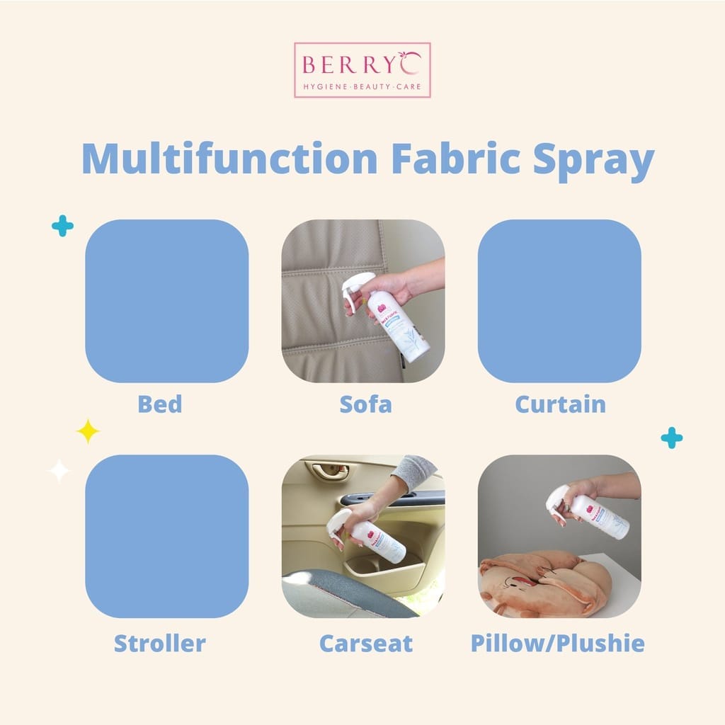 BerryC Bed &amp; Fabric Sterilizer Spray 60ML Perlindungan 10 hari / Spray Ranjang Sofa Boneka Natural Essential Oil