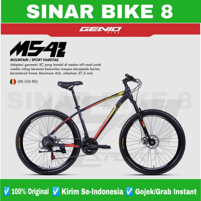 Sepeda Gunung Ukuran 27.5 Inch MTB GENIO M542 Frame Alloy 24 Speed