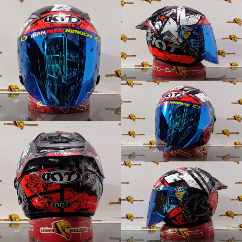 HELM KYT GALAXY FLAT R MOTIF#5 AQUA BLUE/PAKET GANTENG 100%ORIGINAL SNI-DOT-AQUA REDD/VENOM/BLUE