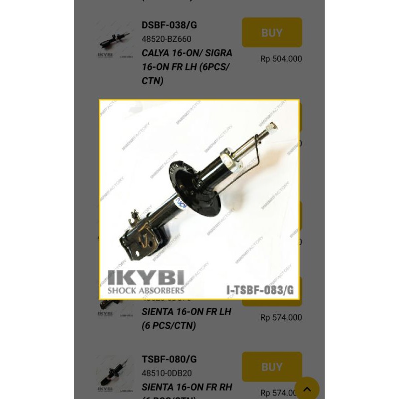 Shock Absorber Shock Breaker Depan Toyota Etios IKYBI
