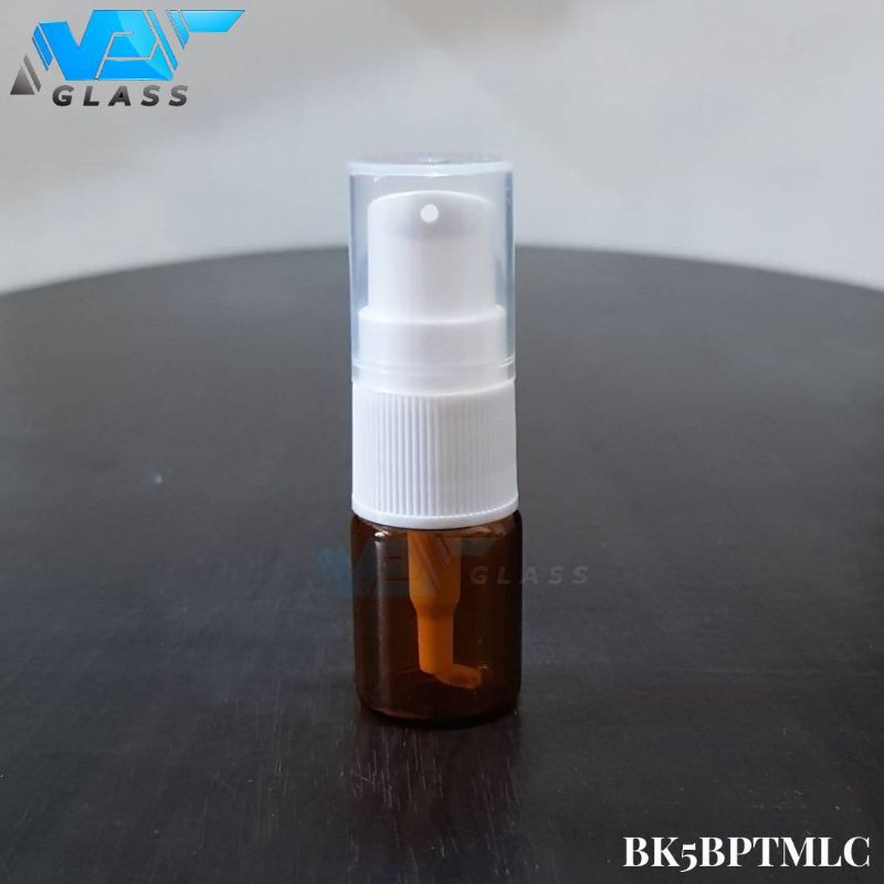 botol pump treatment 5ml kaca coklat / botol kaca amber 5ml tutup spray pump