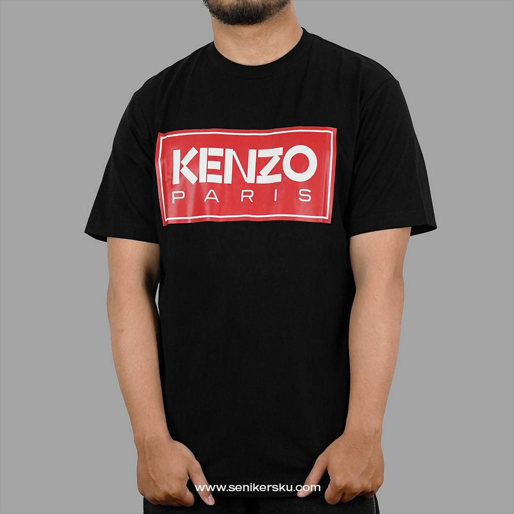 Kenzo Block Logo Red Black Tee