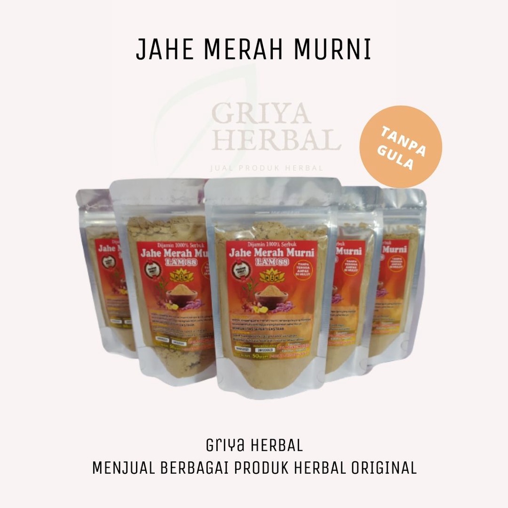 

Jahe merah bubuk murni tanpa gula kemasan 50gr