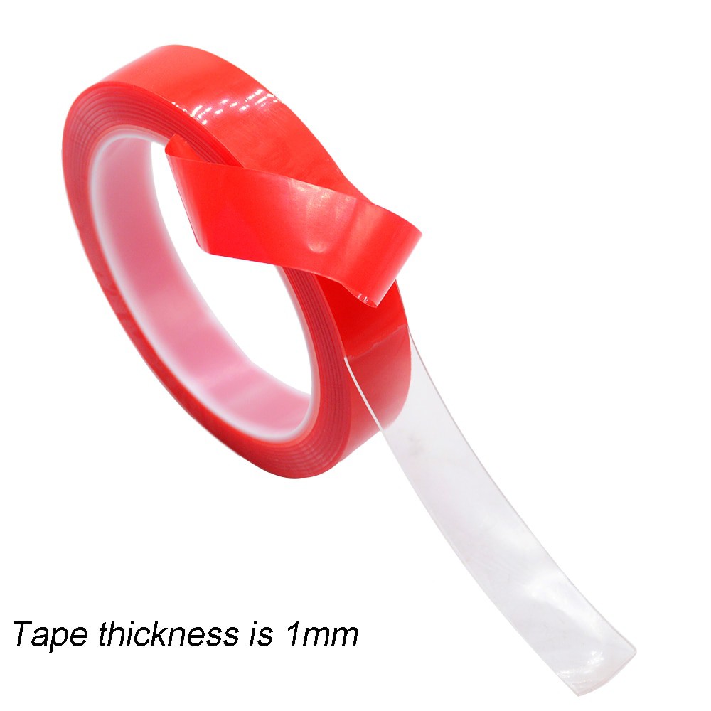 Perekat Double Tape Acrylic Adhesive Transparent No Trace Sticker 25mm x 3m - J4702 - Red