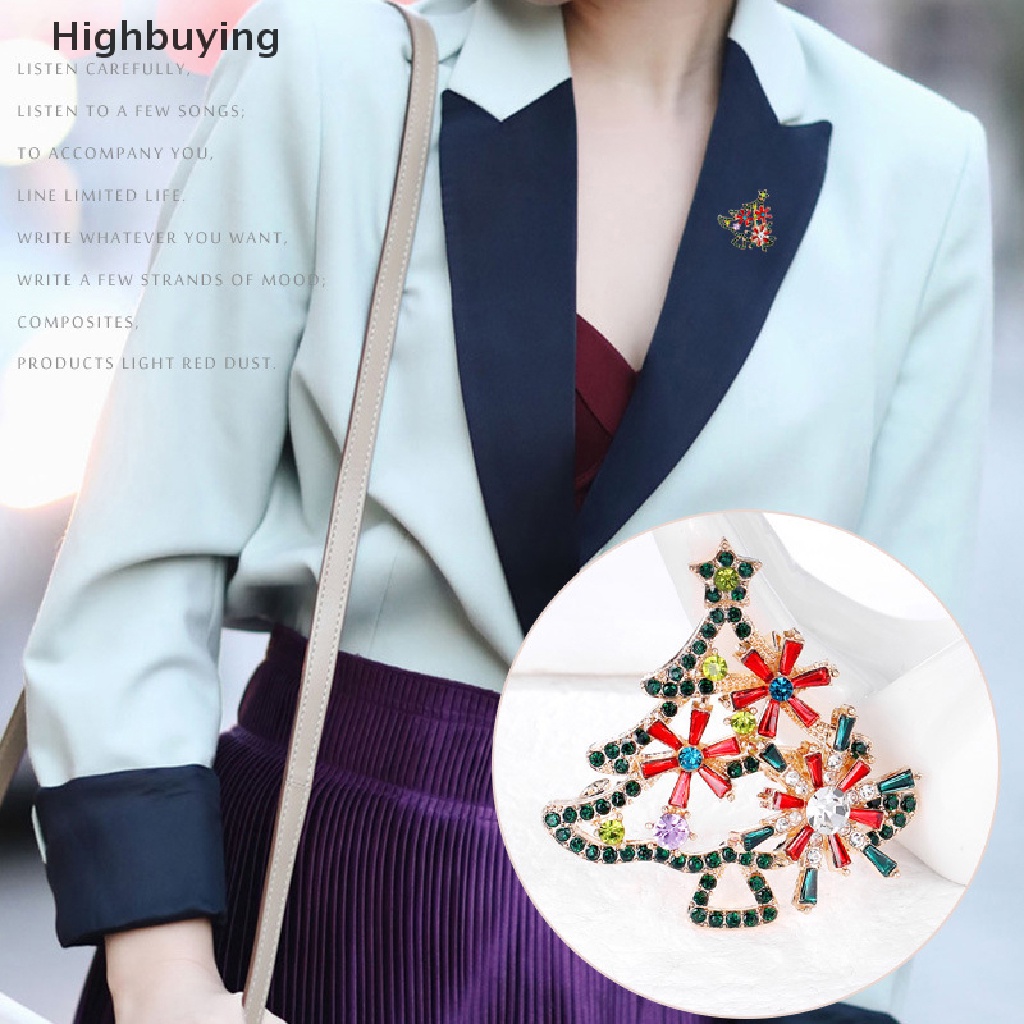 Hbid 1pc Bros / Pin Motif Natal Aksen Berlian Imitasi Untuk Perhiasan Wanita Glory