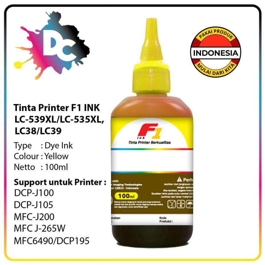 Tinta Refill F1 Isi Ulang Botol Infus J100 LC38 LC39 / T300 BT6000 BT5000 100ml