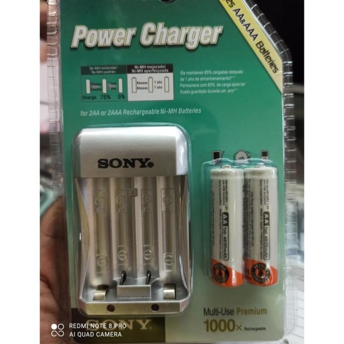 Satu Set Paket Baterai Cas Charge Sony 4600 Mah AA + Charger Sony