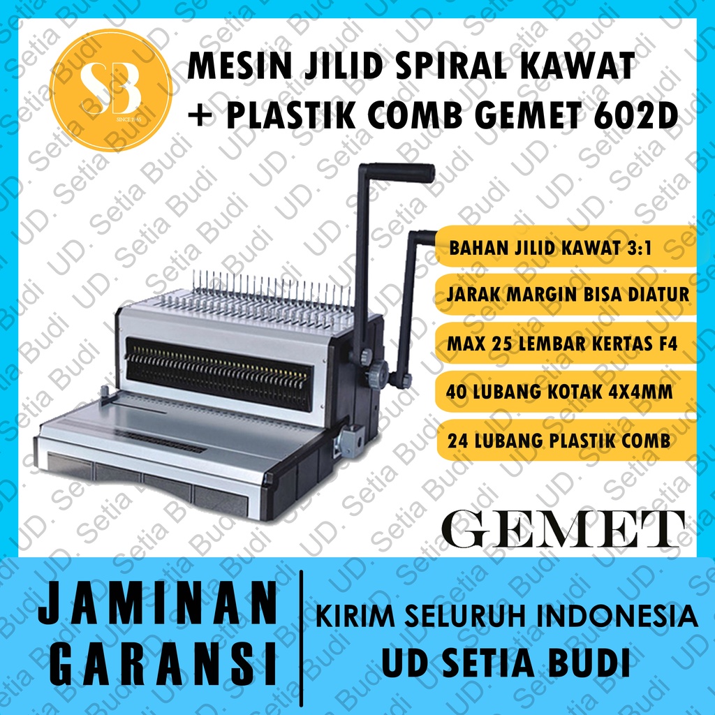 Mesin Jilid Spiral Kawat + Plastik GEMET 602D Asli dan Bergaransi