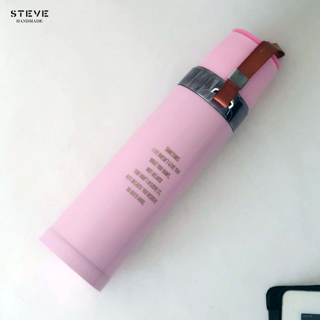 Botol minum stainless termos vacuum tumbler travel mug  TM0665 Pink