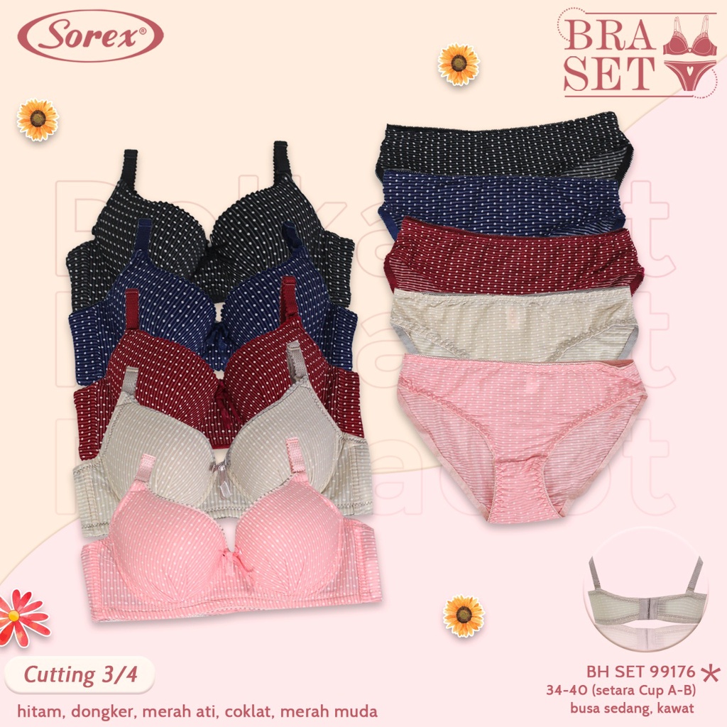 (Set Bra) Bh Bra Set Sorex 99170 / 99176 (Cup A ke B) Motif | Bra Set Pakai Kawat |kcx