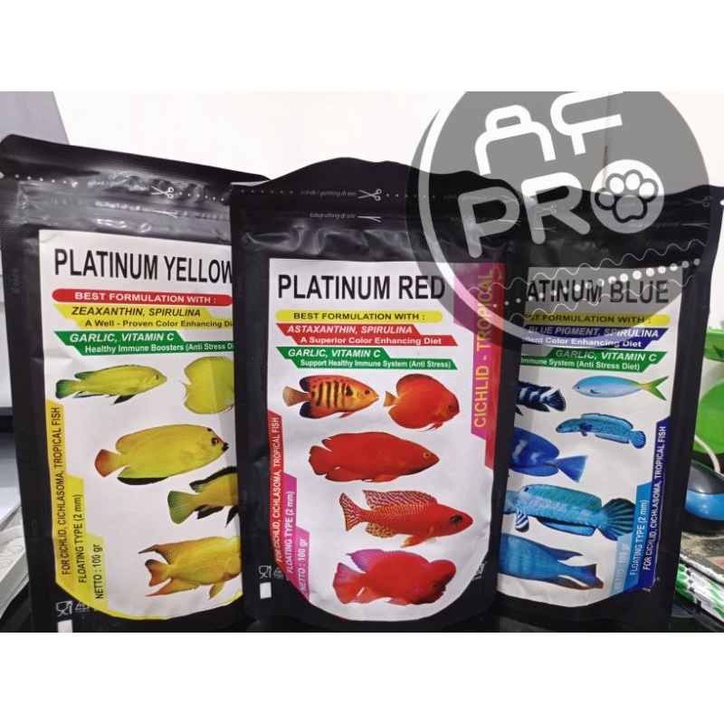 Makanan Ikan predator chana Pellet FISH LOVER PLATINUM CICHLID TROPICAL 100GR