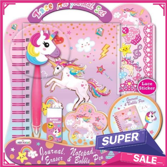 

Mainan Anak Perempuan Buku Diary Lace Art Unicorn Set dengan Sticker Renda HOT FOCUS