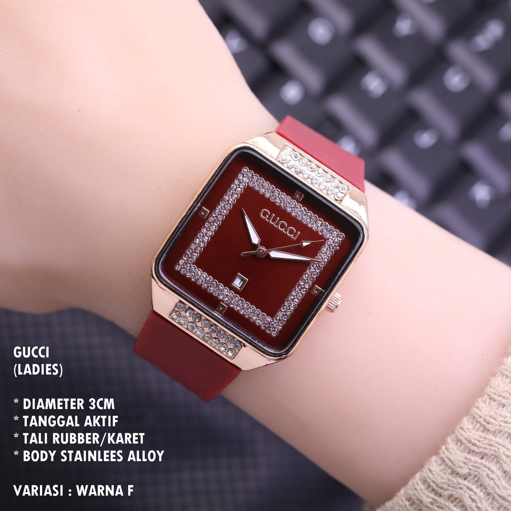 (BISA COD) JAM TANGAN WANITA FASHION TALI RUBBER BODY SEGI TANGGAL AKTIF
