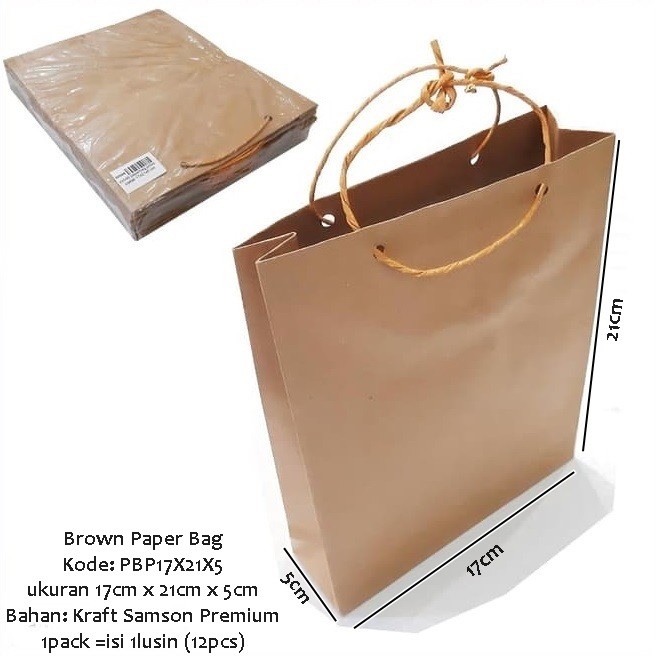 

Paper Bag Polos Paperbag Goodie Bag Tas Kantong Kertas UK 17 x 21 x 5