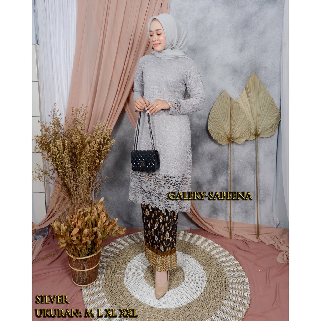 Set Tunik Kebaya Brokat Rok Plisket / Kebaya Moderen / Kebaya Wisuda / Kebaya Pesta Galery.Sabeena