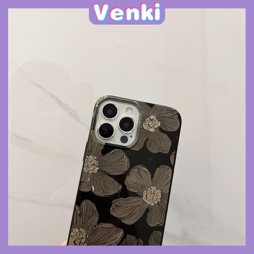 iPhone Case Silicone Soft Case Black Glossy Candy Case Shockproof Protection Camera Painting Flower Compatible For iPhone 11 Pro Max 13 Pro Max 12 Pro Max 7Plus xr XS Max