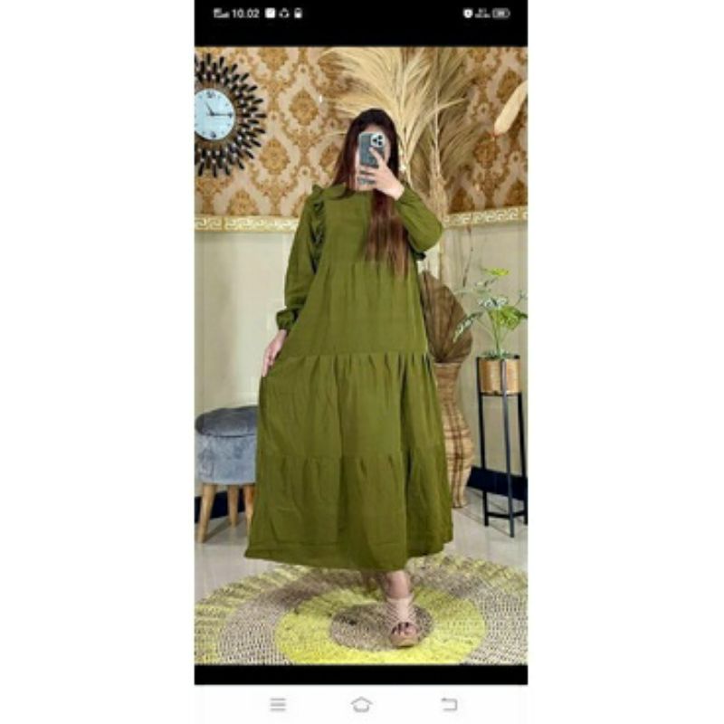 ( PROMO) GAMIS TWILL , TERMURAH DANTERLARIS || GAMIS RAYON MURAH || DASTER MALAMAN-3 POLOS MIDI