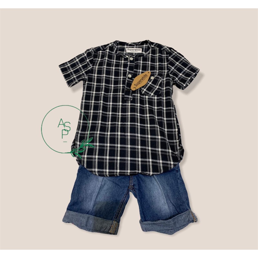 [SUPERWHITE] Kurta Anak Laki-Laki Motif kotak