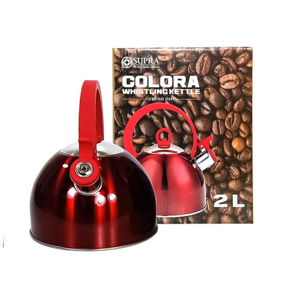 Teko Bunyi 2 Liter Supra Colora Kettle Stainless Steel Ceret Siul Warna Merah Ungu