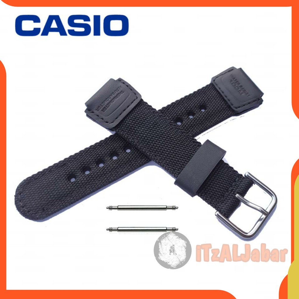 Tali jam tangan Casio W735H Nylon Leather strap 18 mm Tali jam Casio W 735H